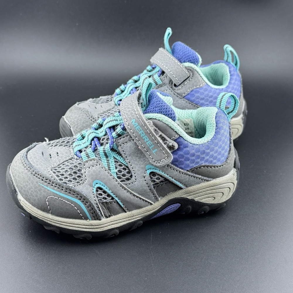 Merrell Kids Girls Hiking Shoes Trail Chaser 7M Grey Purple Blue